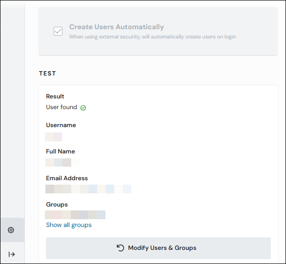 Confirmed user and group settings